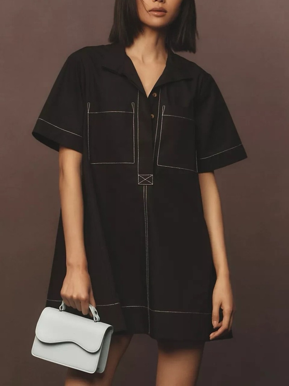 Anthropology Jeannie Short-Sleeve A-Line Mini Dress by Maeve